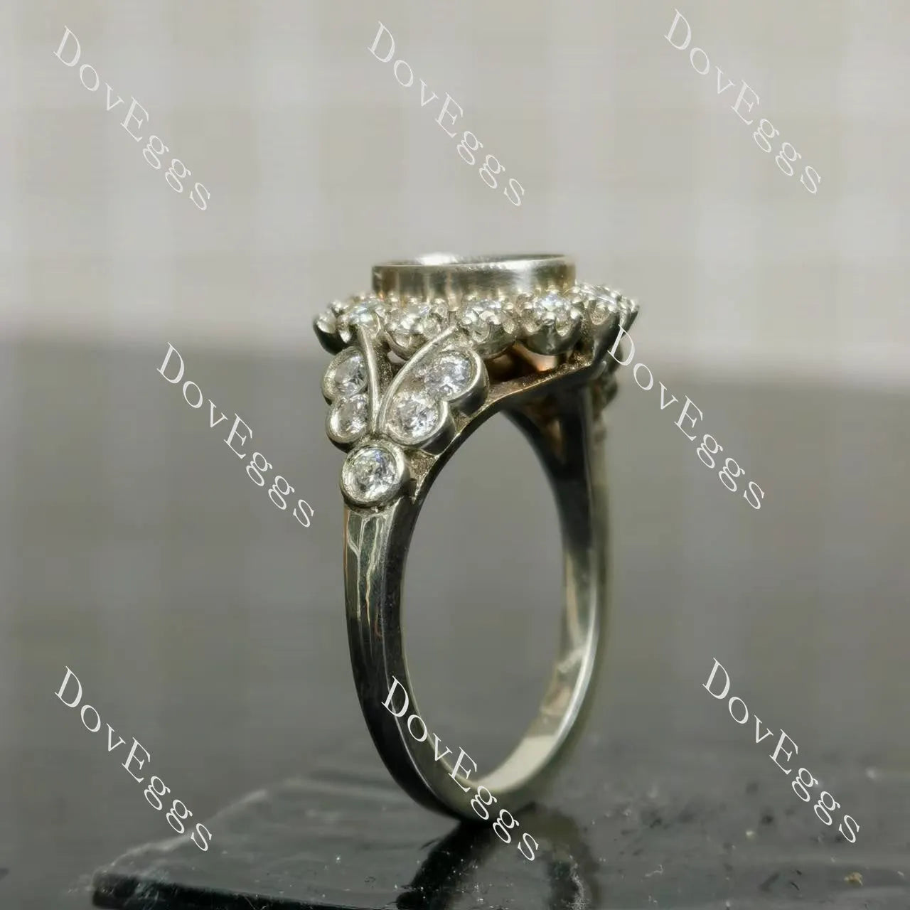 Marisol flower shape vintage engagement ring semi-mount only(Exclusively to DovEggs Stones)