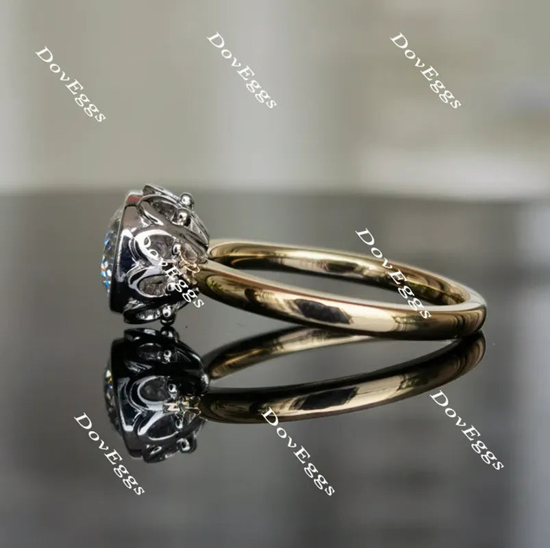 Doveggs bezel flower shape engagement ring semi-mount only(Exclusively to DovEggs Stones)