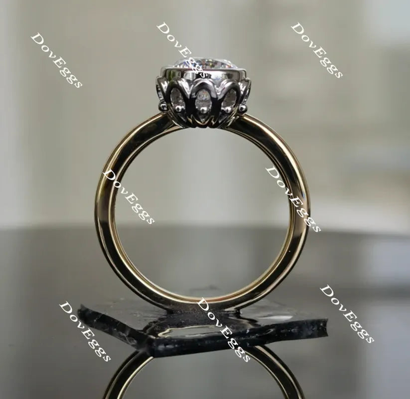 Doveggs bezel flower shape engagement ring semi-mount only(Exclusively to DovEggs Stones)