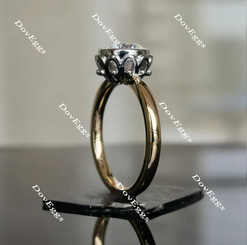 Doveggs bezel flower shape engagement ring semi-mount only(Exclusively to DovEggs Stones)
