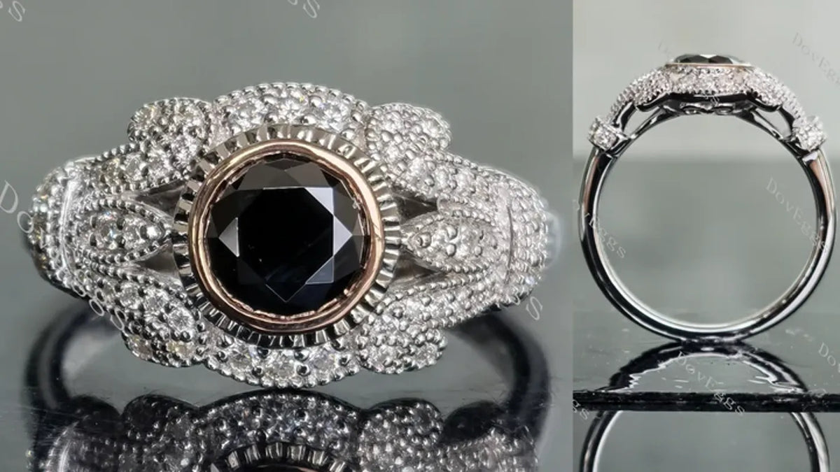 DovEggs flower shape vintage engagement ring only semi-mount only(Exclusively to DovEggs Stones)