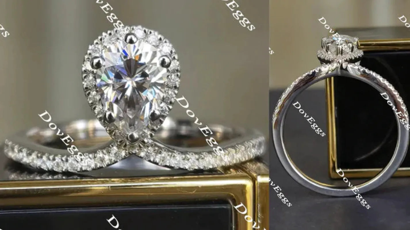 DovEggs pave halo engagement ring semi-mount only(Exclusively to DovEggs Stones)