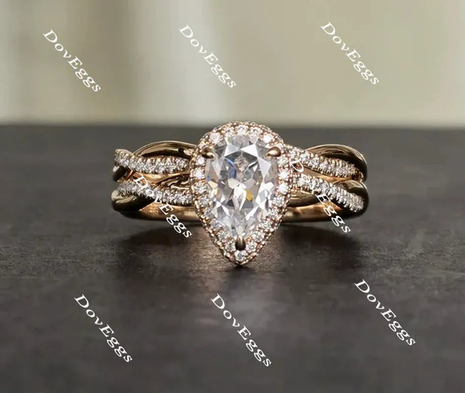 DovEggs halo pave engagement ring only semi-mount only(Exclusively to DovEggs Stones)