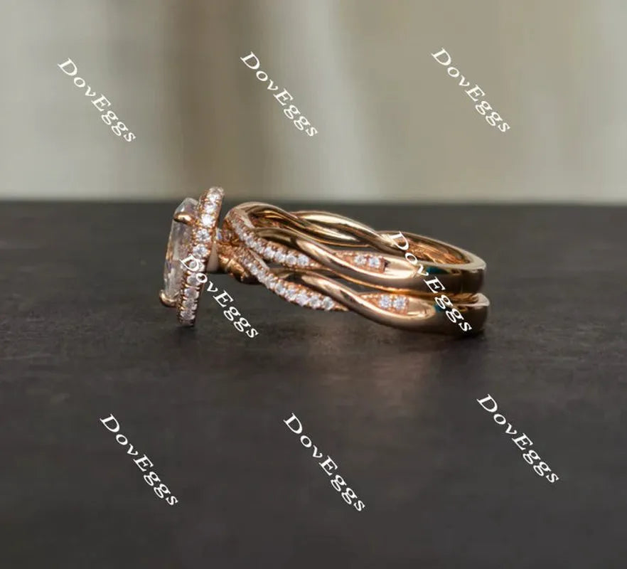 DovEggs halo pave engagement ring only semi-mount only(Exclusively to DovEggs Stones)