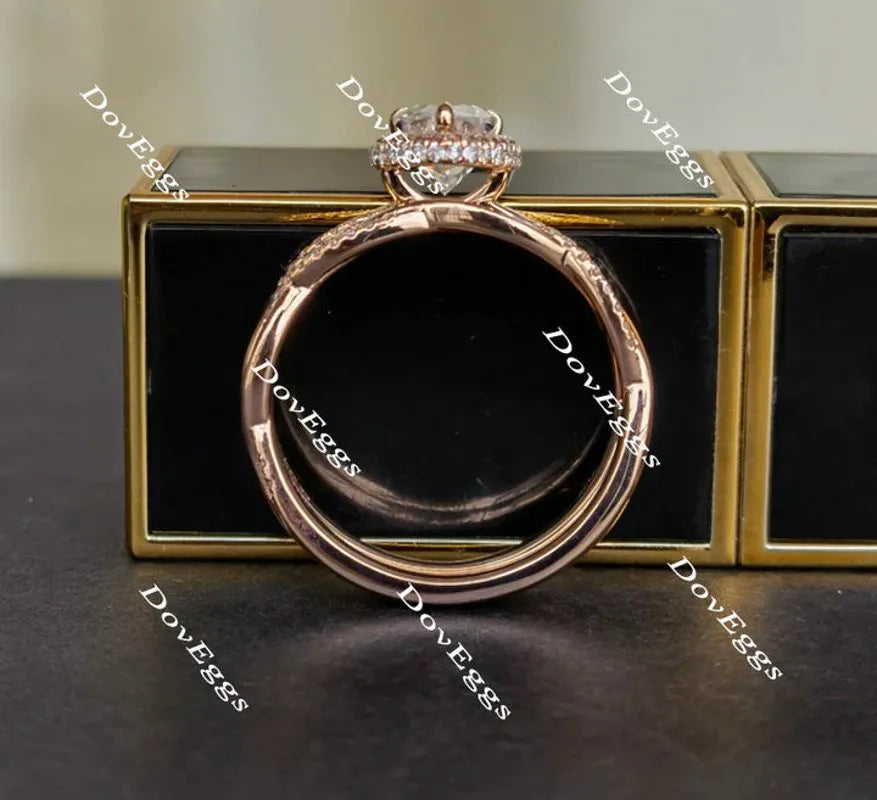 DovEggs halo pave engagement ring only semi-mount only(Exclusively to DovEggs Stones)