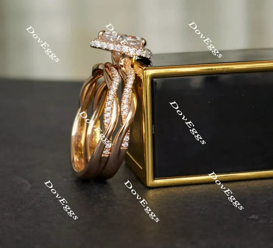 DovEggs halo pave engagement ring only semi-mount only(Exclusively to DovEggs Stones)