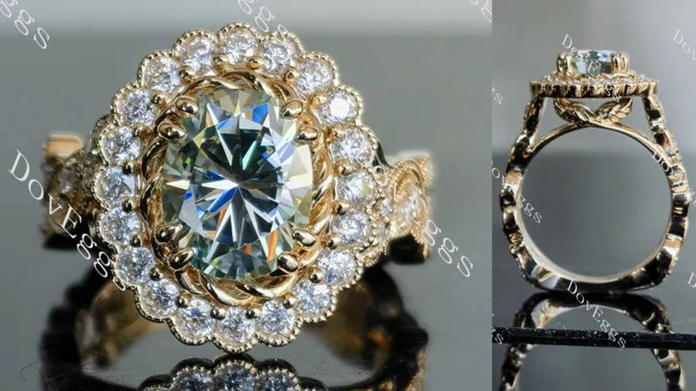 The Fiona halo floral engagement ring only semi-mount only(Exclusively to DovEggs Stones)