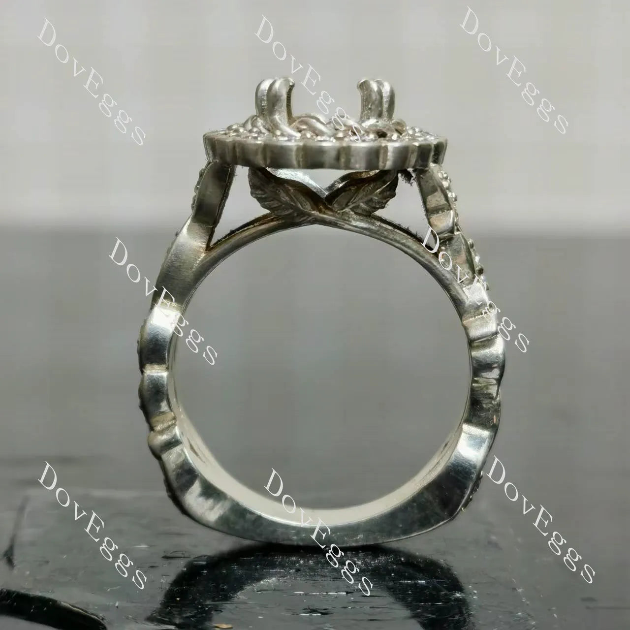 The Fiona halo floral engagement ring only semi-mount only(Exclusively to DovEggs Stones)