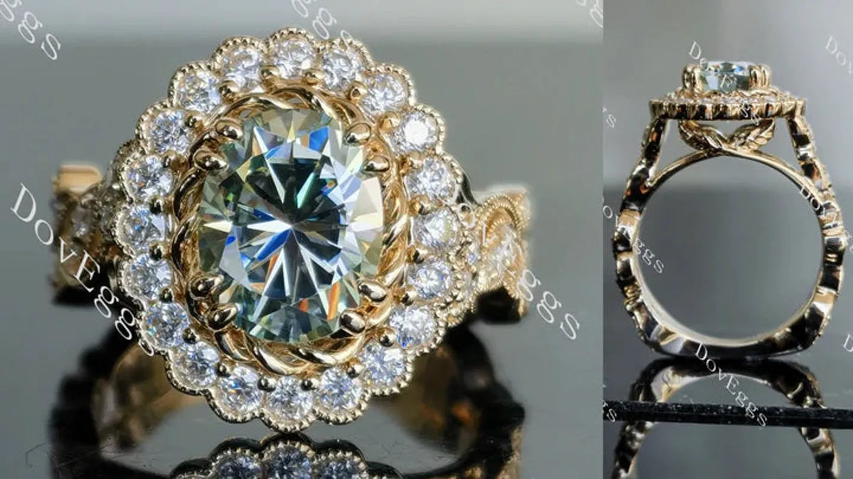 The Fiona halo floral engagement ring only semi-mount only(Exclusively to DovEggs Stones)