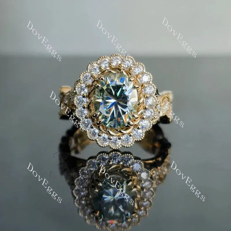 The Fiona halo floral engagement ring only semi-mount only(Exclusively to DovEggs Stones)