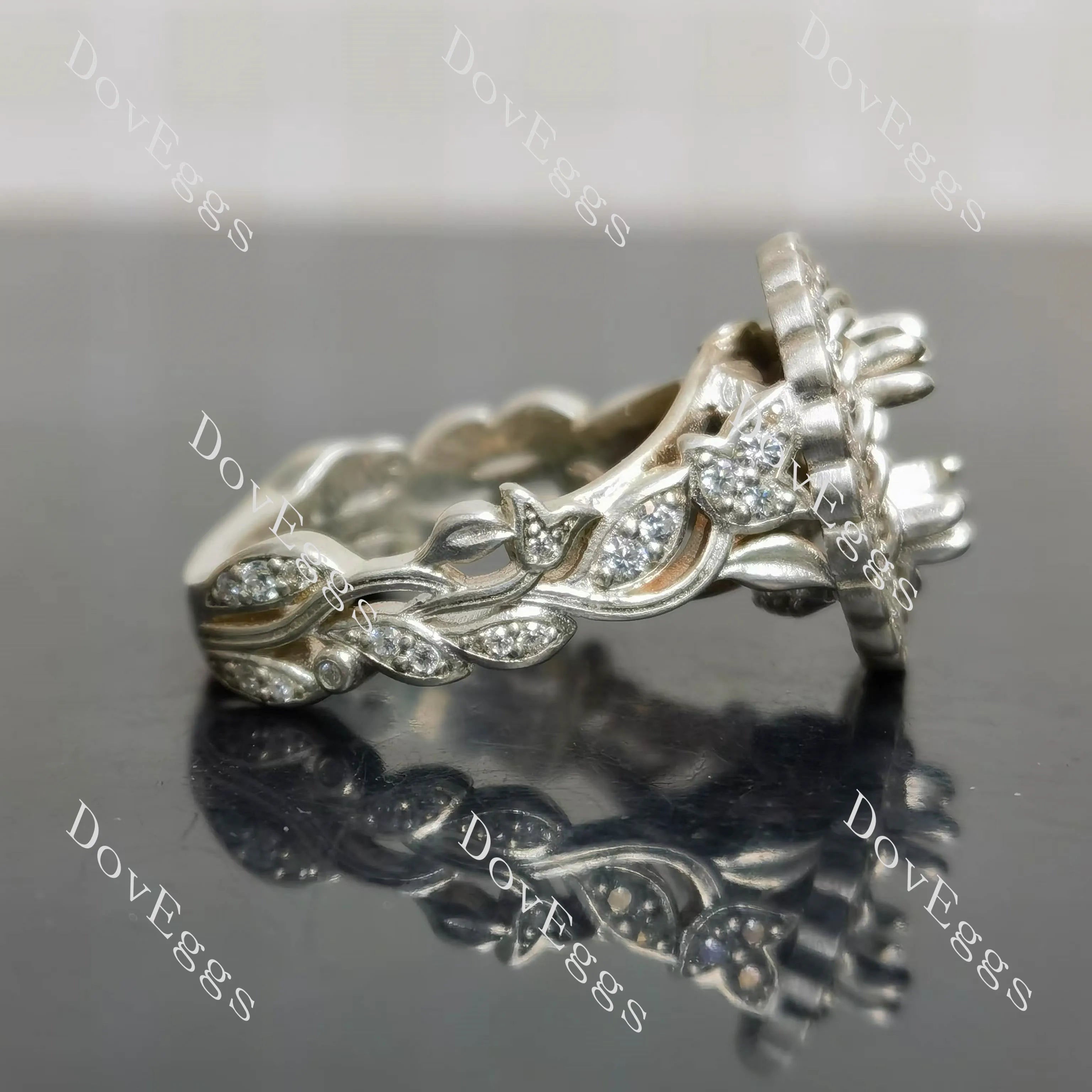 The Fiona halo floral engagement ring only semi-mount only(Exclusively to DovEggs Stones)