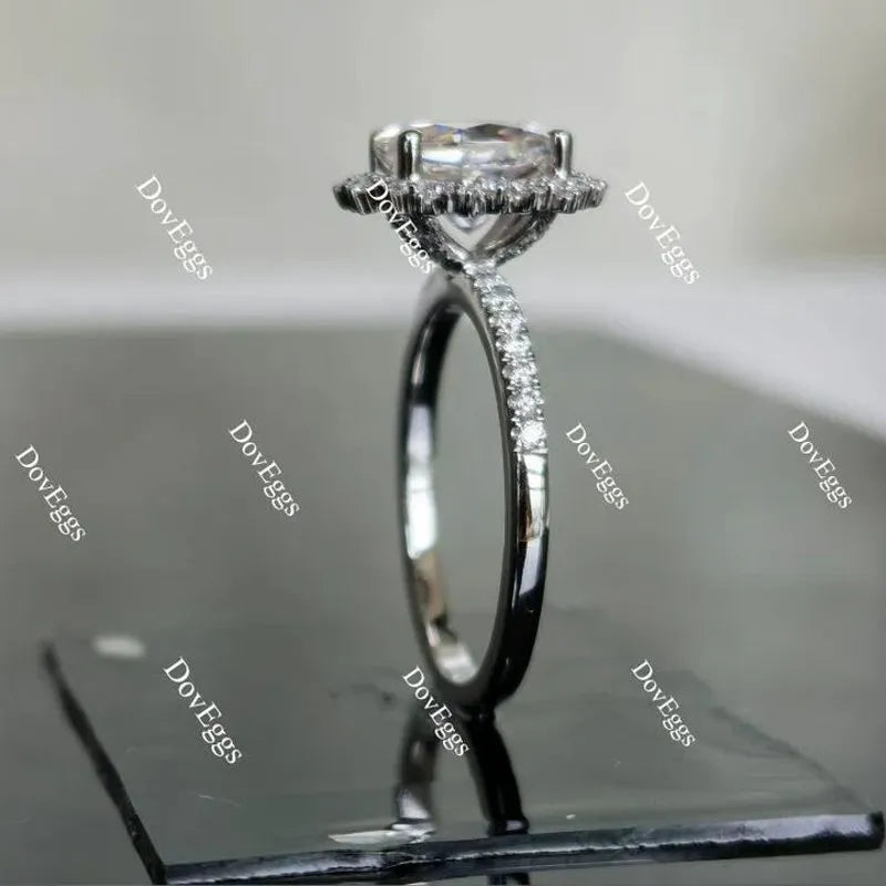 DovEggs flower shape half eternity pave engagement ring only semi-mount only(Exclusively to DovEggs Stones)