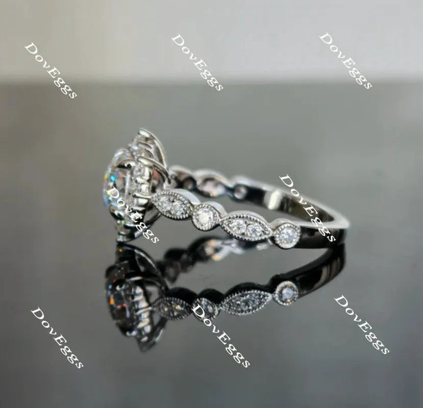 DovEggs art deco halo engagement ring semi-mount only(Exclusively to DovEggs Stones)