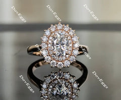 The Persephone flower shape halo engagement ring semi-mount only(Exclusively to DovEggs Stones)