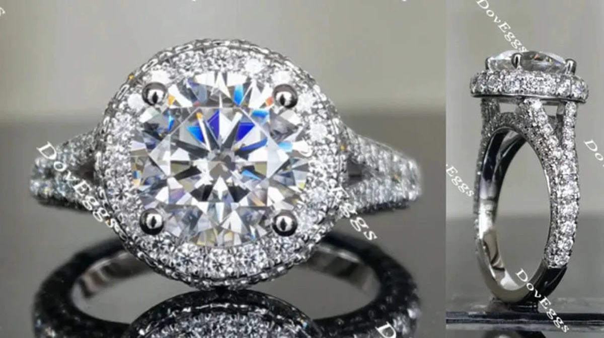 Stardust Round Halo Split Shank engagement ring only semi-mount only(Exclusively to DovEggs Stones)