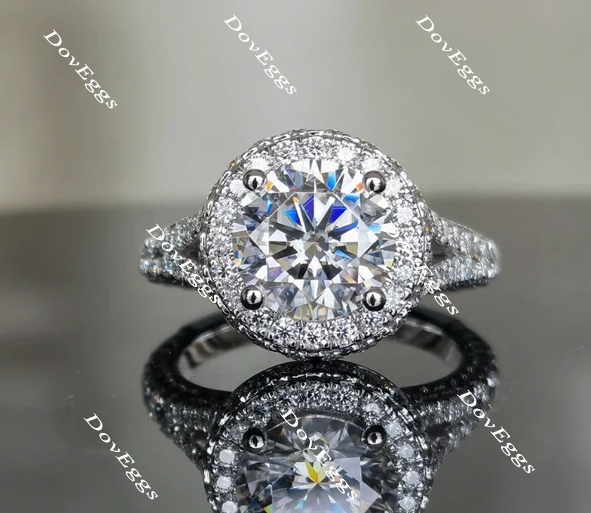 Stardust Round Halo Split Shank engagement ring only semi-mount only(Exclusively to DovEggs Stones)