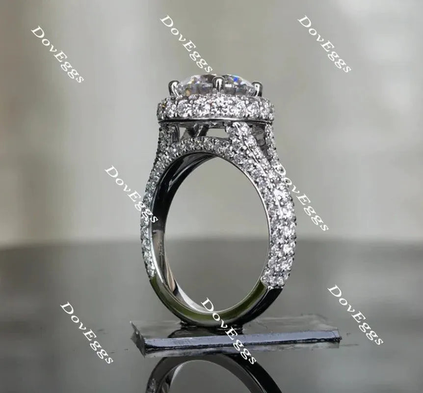 Stardust Round Halo Split Shank engagement ring only semi-mount only(Exclusively to DovEggs Stones)