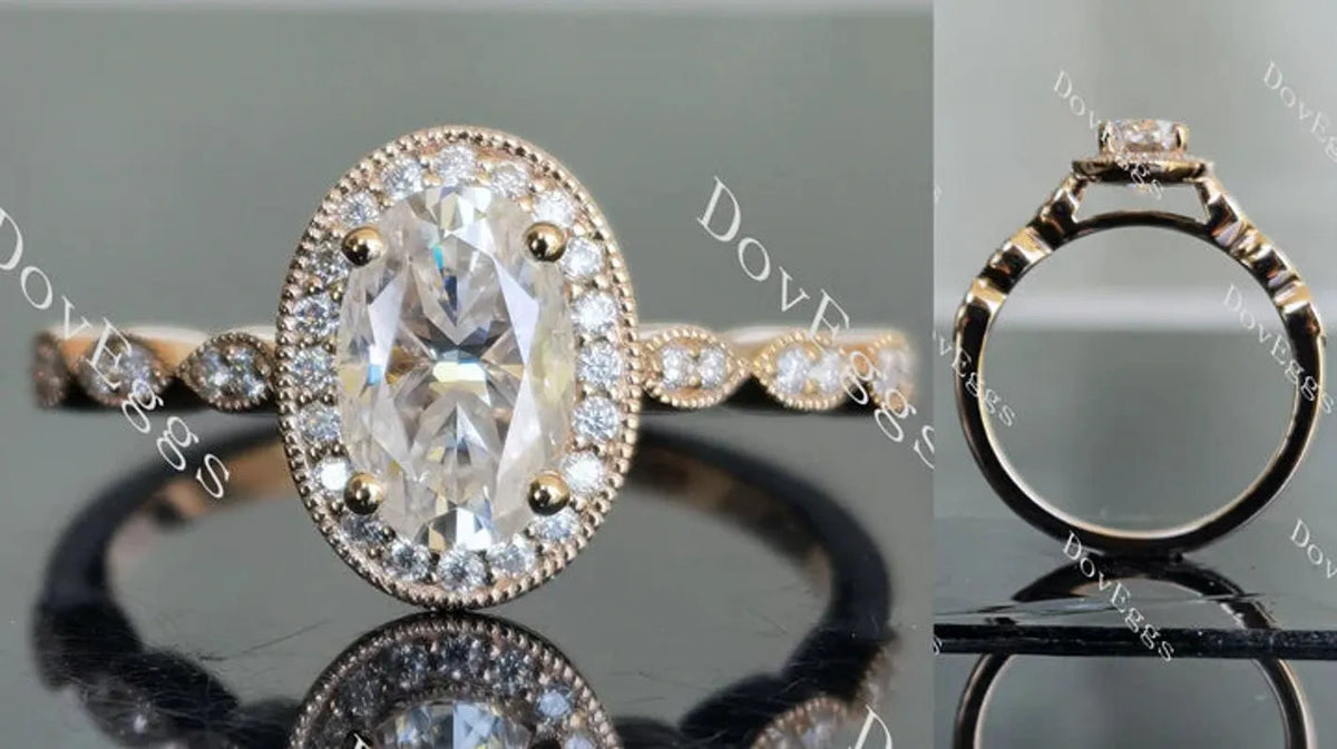 DovEggs art deco halo pave engagement ring only semi-mount only(Exclusively to DovEggs Stones)