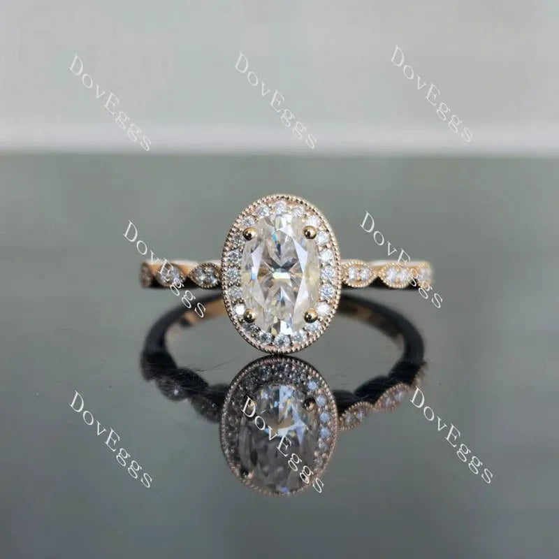 DovEggs art deco halo pave engagement ring only semi-mount only(Exclusively to DovEggs Stones)