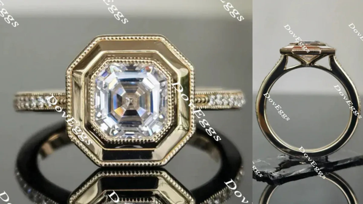 Doveggs bezel pave engagement ring semi-mount only(Exclusively to DovEggs Stones)