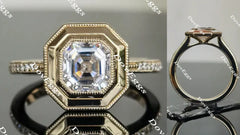 Doveggs bezel pave engagement ring semi-mount only(Exclusively to DovEggs Stones)
