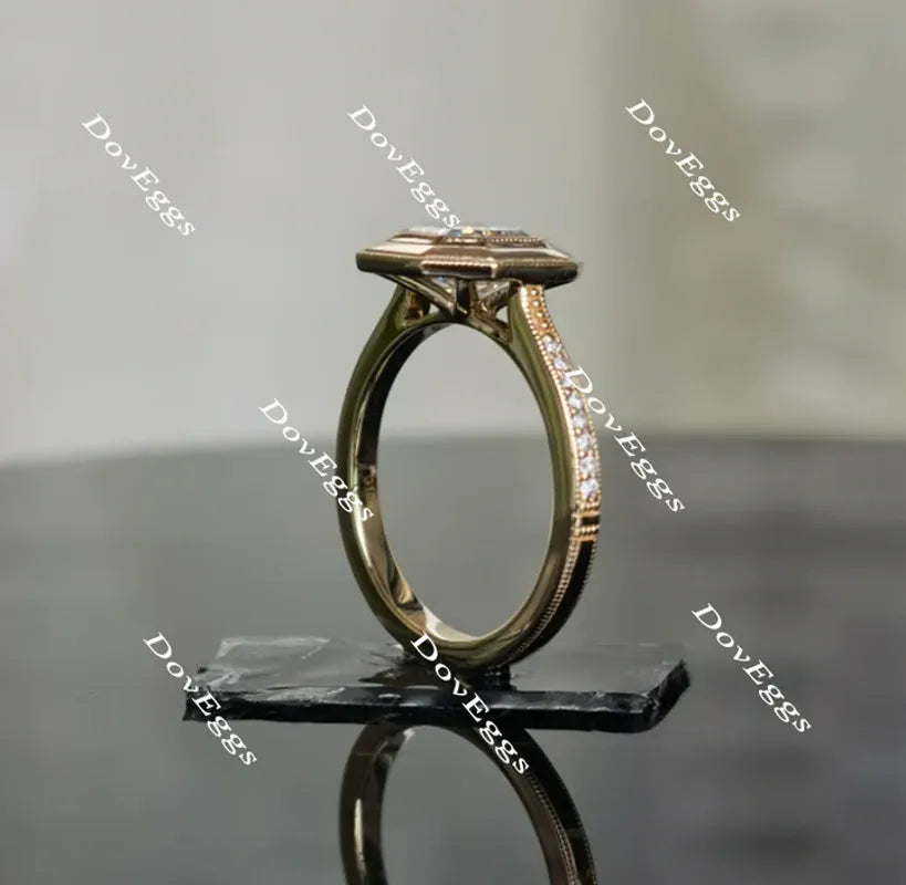 Doveggs bezel pave engagement ring semi-mount only(Exclusively to DovEggs Stones)