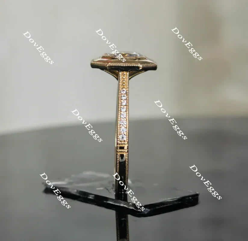 Doveggs bezel pave engagement ring semi-mount only(Exclusively to DovEggs Stones)