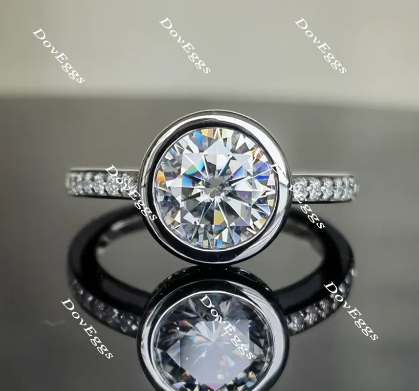 DovEggs half eternity pave bezel engagement ring semi-mount only(Exclusively to DovEggs Stones)