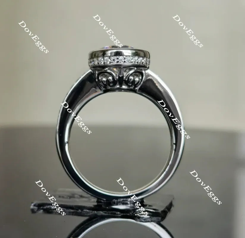 DovEggs half eternity pave bezel engagement ring semi-mount only(Exclusively to DovEggs Stones)