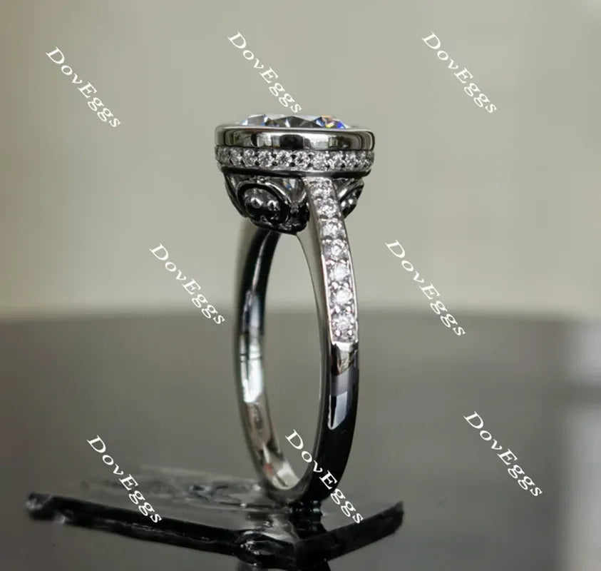 DovEggs half eternity pave bezel engagement ring semi-mount only(Exclusively to DovEggs Stones)