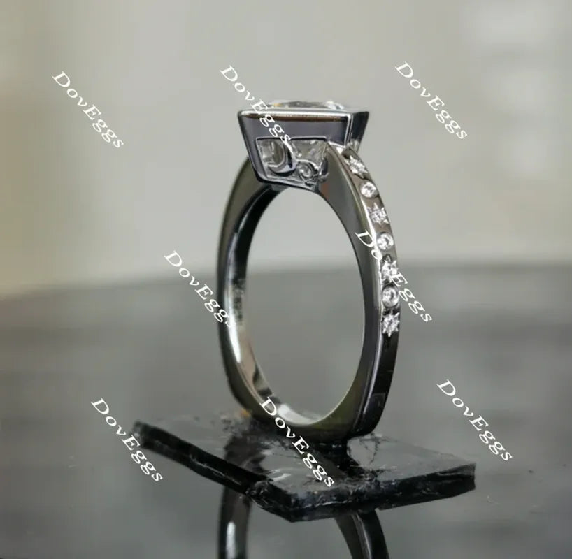 Doveggs art deco bezel engagement ring semi-mount only(Exclusively to DovEggs Stones)