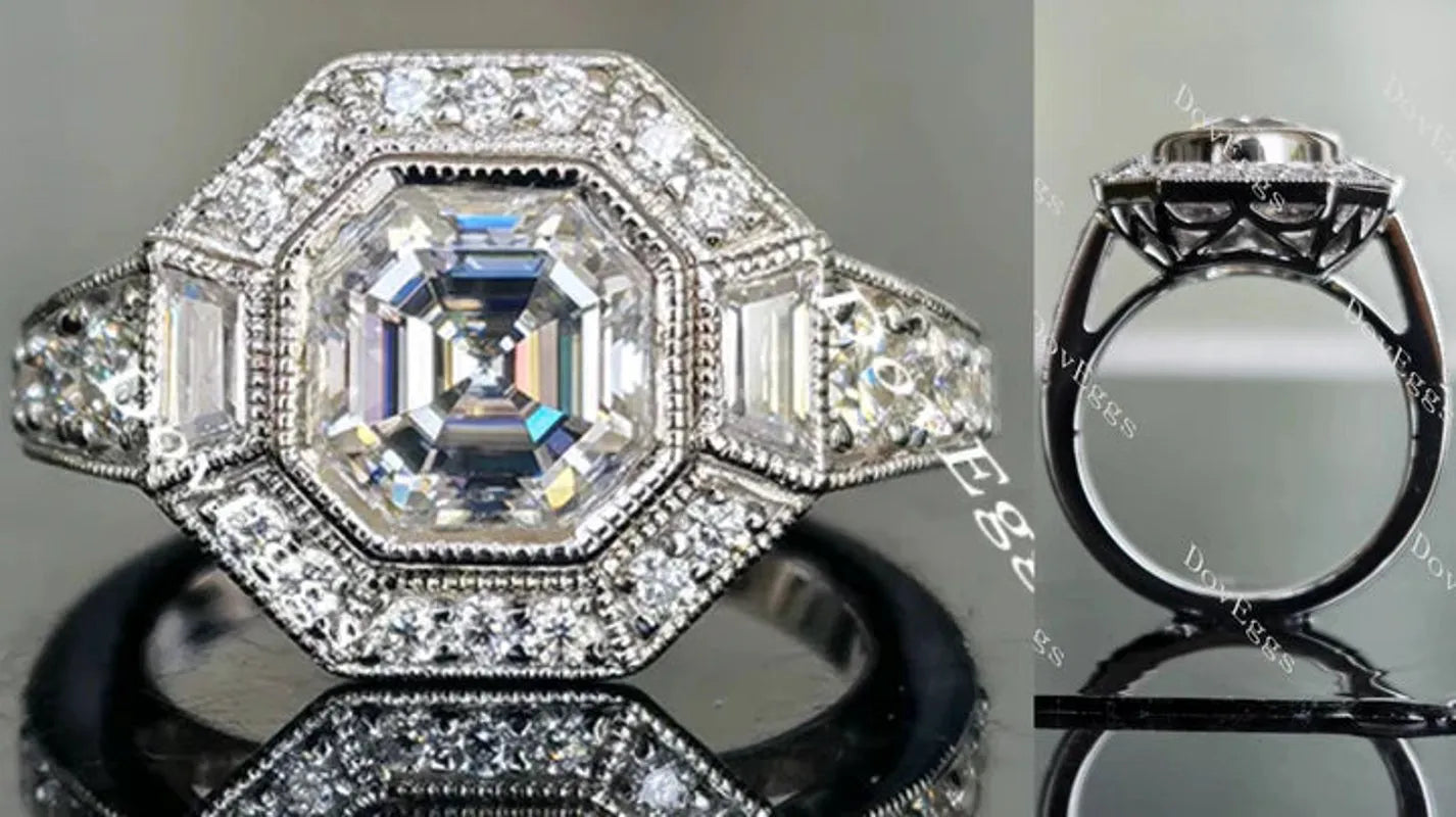 Nouveau Gatsby halo engagement ring only semi-mount only(Exclusively to DovEggs Stones)