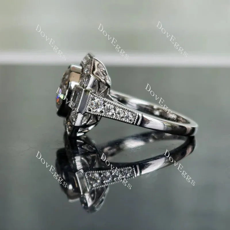 Nouveau Gatsby halo engagement ring only semi-mount only(Exclusively to DovEggs Stones)