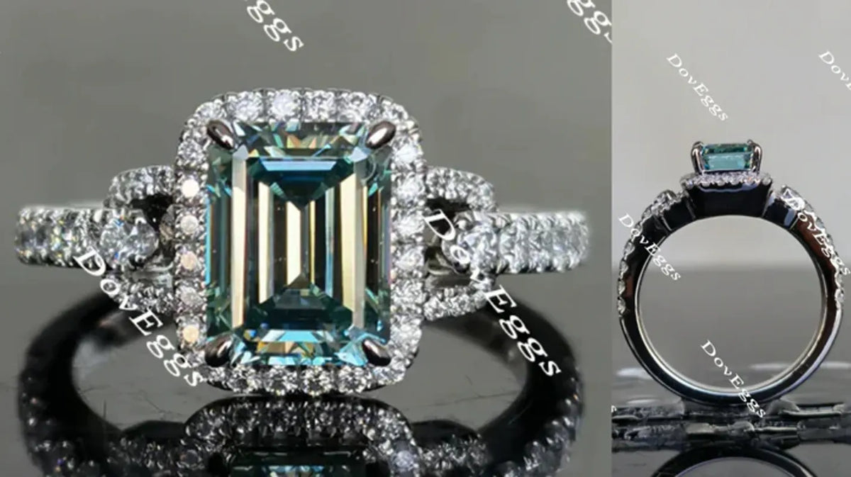 DovEggs half eternity pave halo engagement ring only semi-mount only(Exclusively to DovEggs Stones)