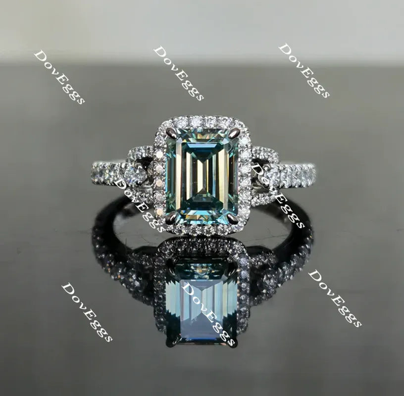 DovEggs half eternity pave halo engagement ring only semi-mount only(Exclusively to DovEggs Stones)
