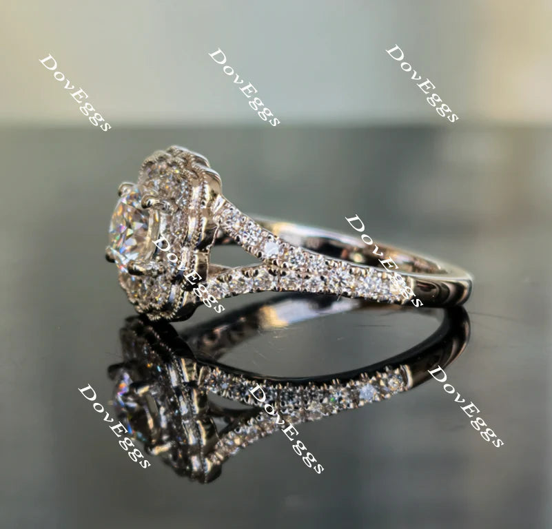 DovEggs split shank halo engagement ring semi-mount only(Exclusively to DovEggs Stones)