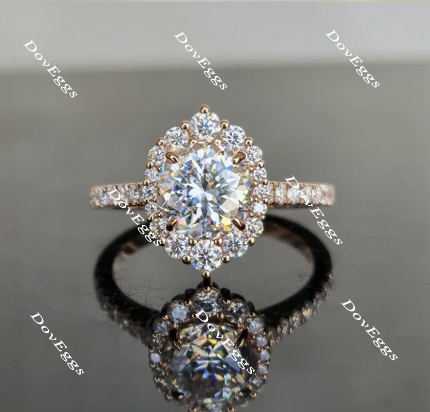 The Amanda round half eternity pave halo engagement ring only semi-mount only(Exclusively to DovEggs Stones)