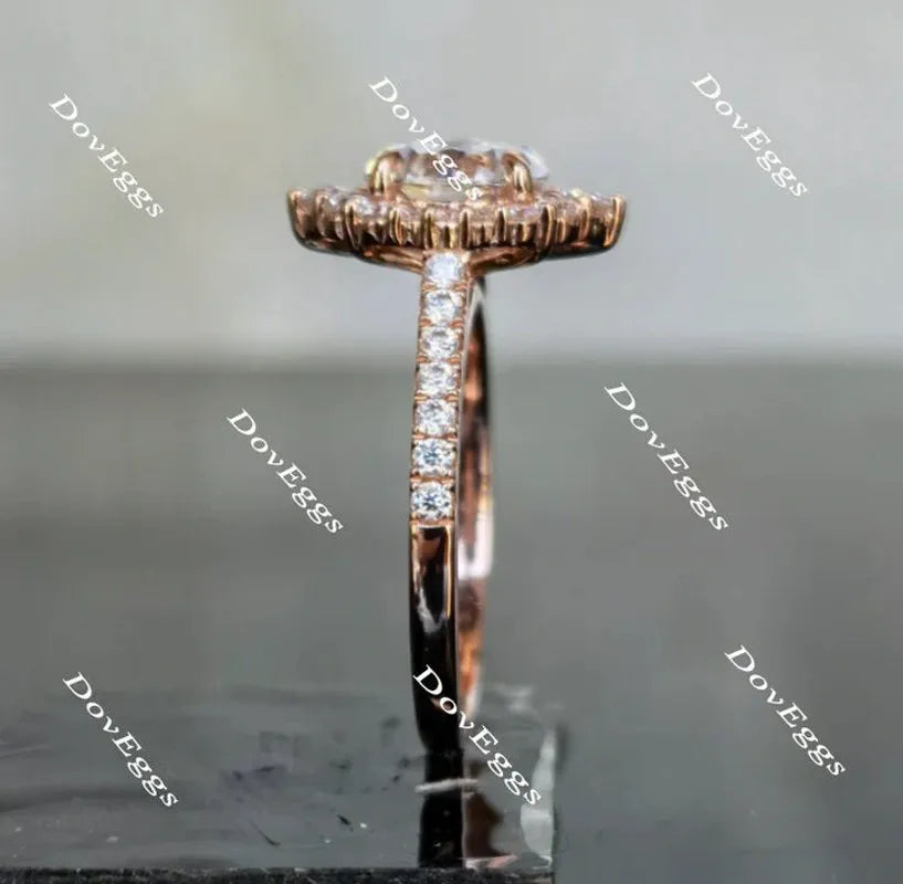 The Amanda round half eternity pave halo engagement ring only semi-mount only(Exclusively to DovEggs Stones)