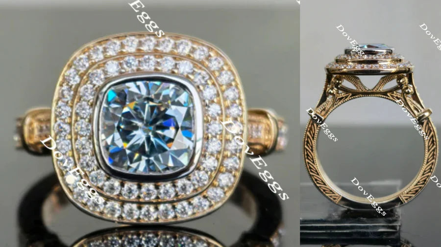 Perdurabo double halo engagement ring only semi-mount only(Exclusively to DovEggs Stones)