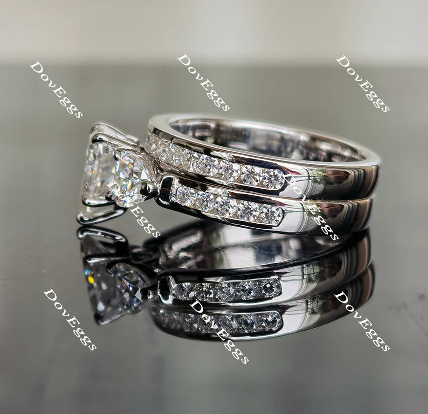 The Kiera Alaina half eternity channel set three stones engagement ring only only semi-mount only(Exclusively to DovEggs Stones)
