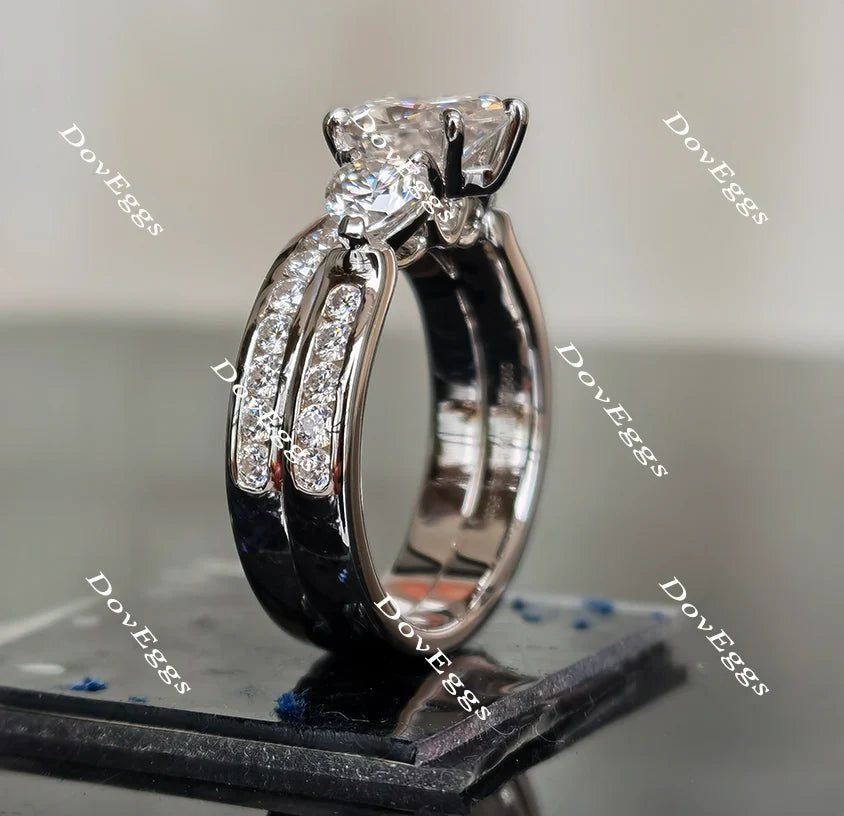 The Kiera Alaina half eternity channel set three stones engagement ring only only semi-mount only(Exclusively to DovEggs Stones)