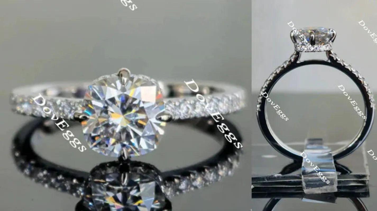 DovEggs half eternity pave engagement ring only semi-mount only(Exclusively to DovEggs Stones)