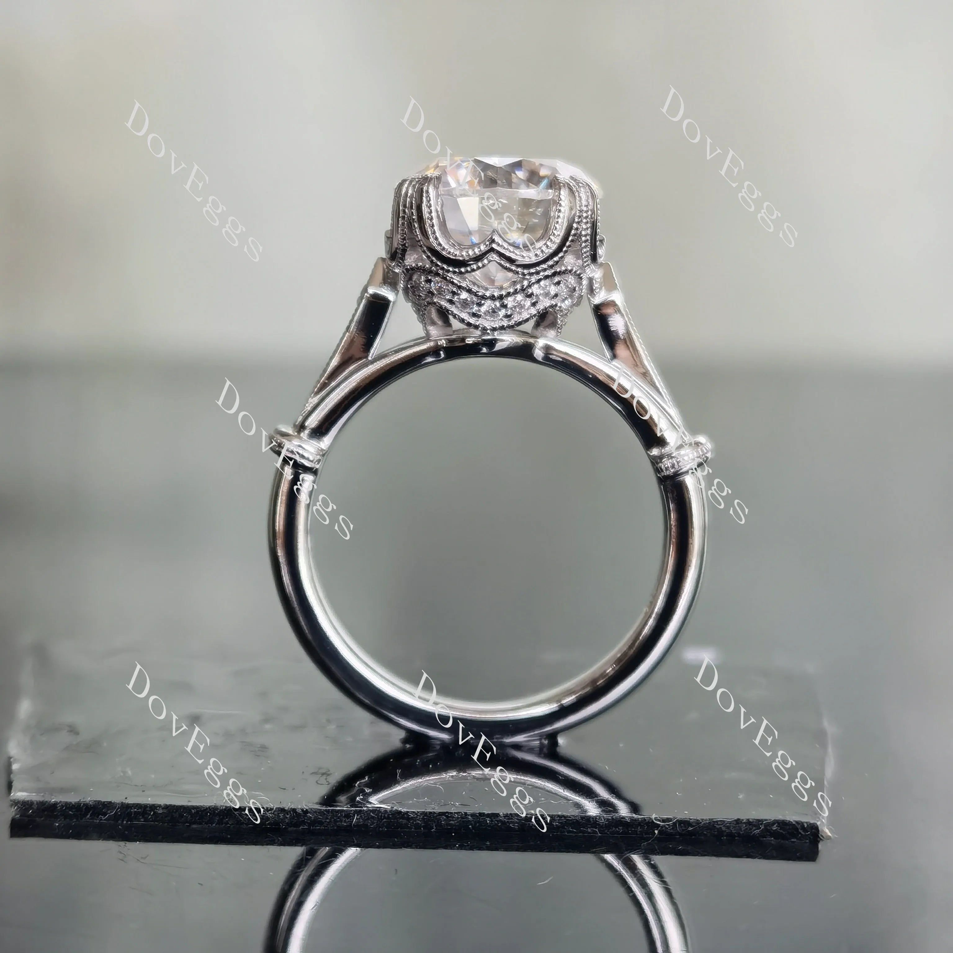 Pave lab diamond engagement ring set semi-mount only(Exclusively to DovEggs Stones)