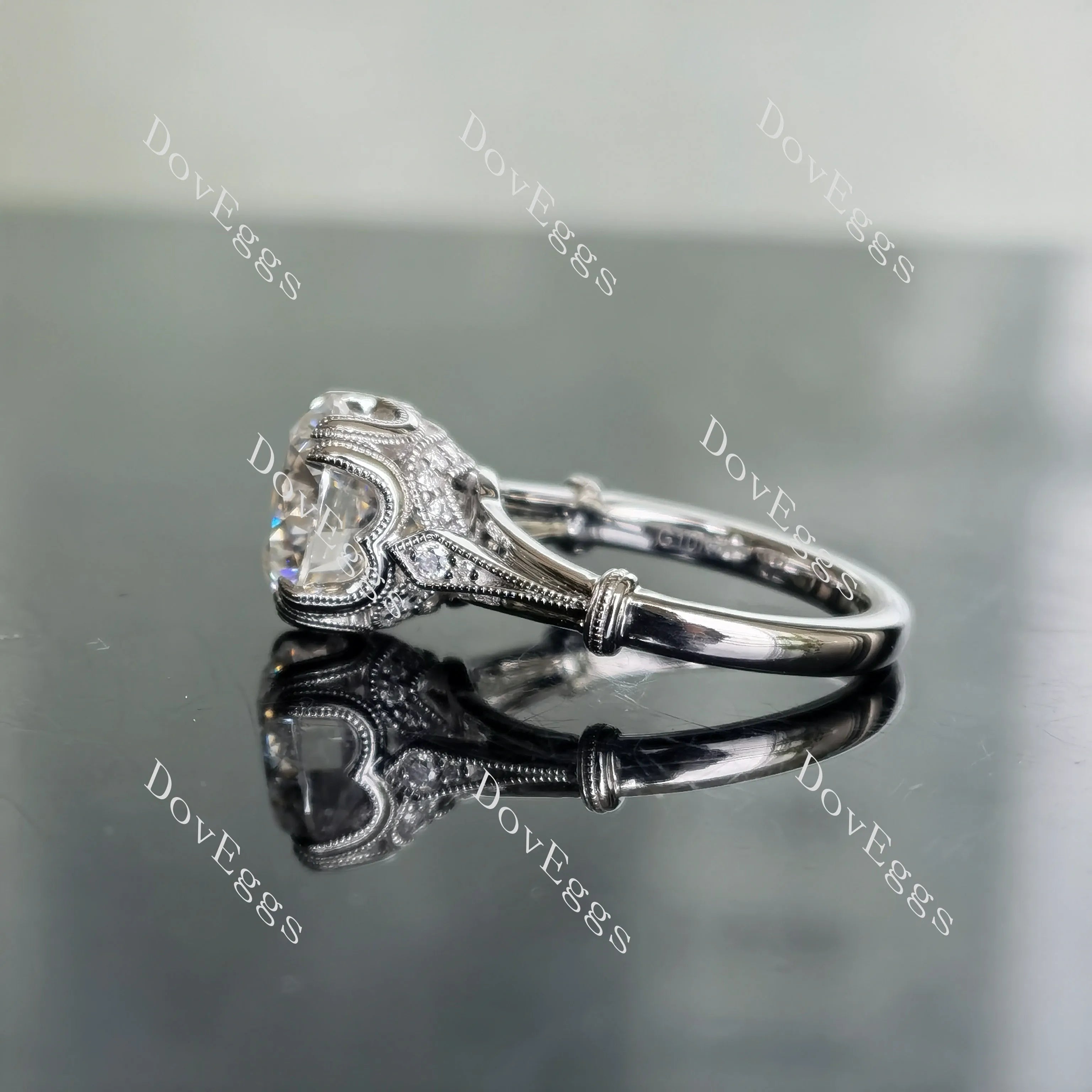 Pave lab diamond engagement ring set semi-mount only(Exclusively to DovEggs Stones)