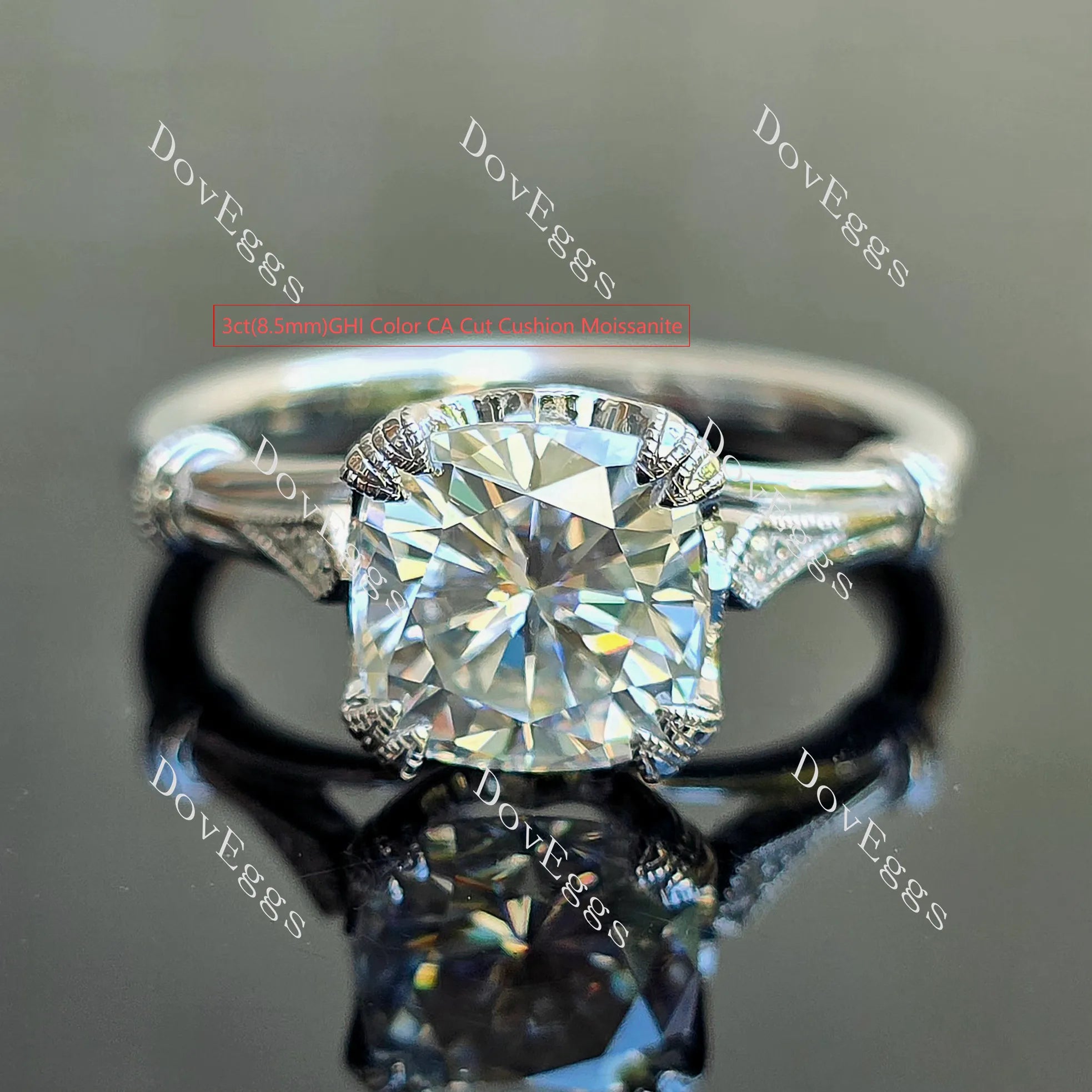 Pave lab diamond engagement ring set semi-mount only(Exclusively to DovEggs Stones)