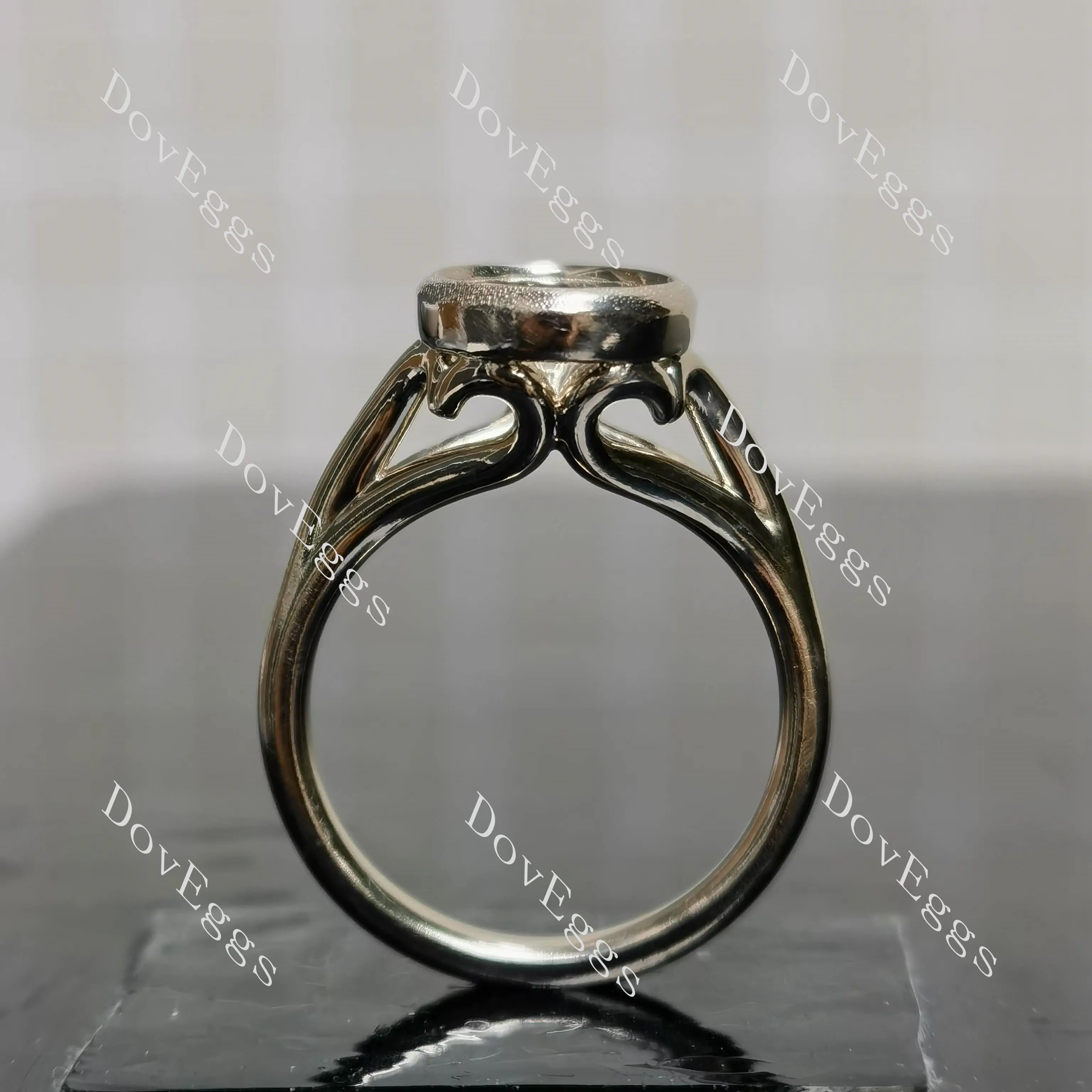 Doveggs bezel art deco solitaire engagement ring semi-mount only(Exclusively to DovEggs Stones)