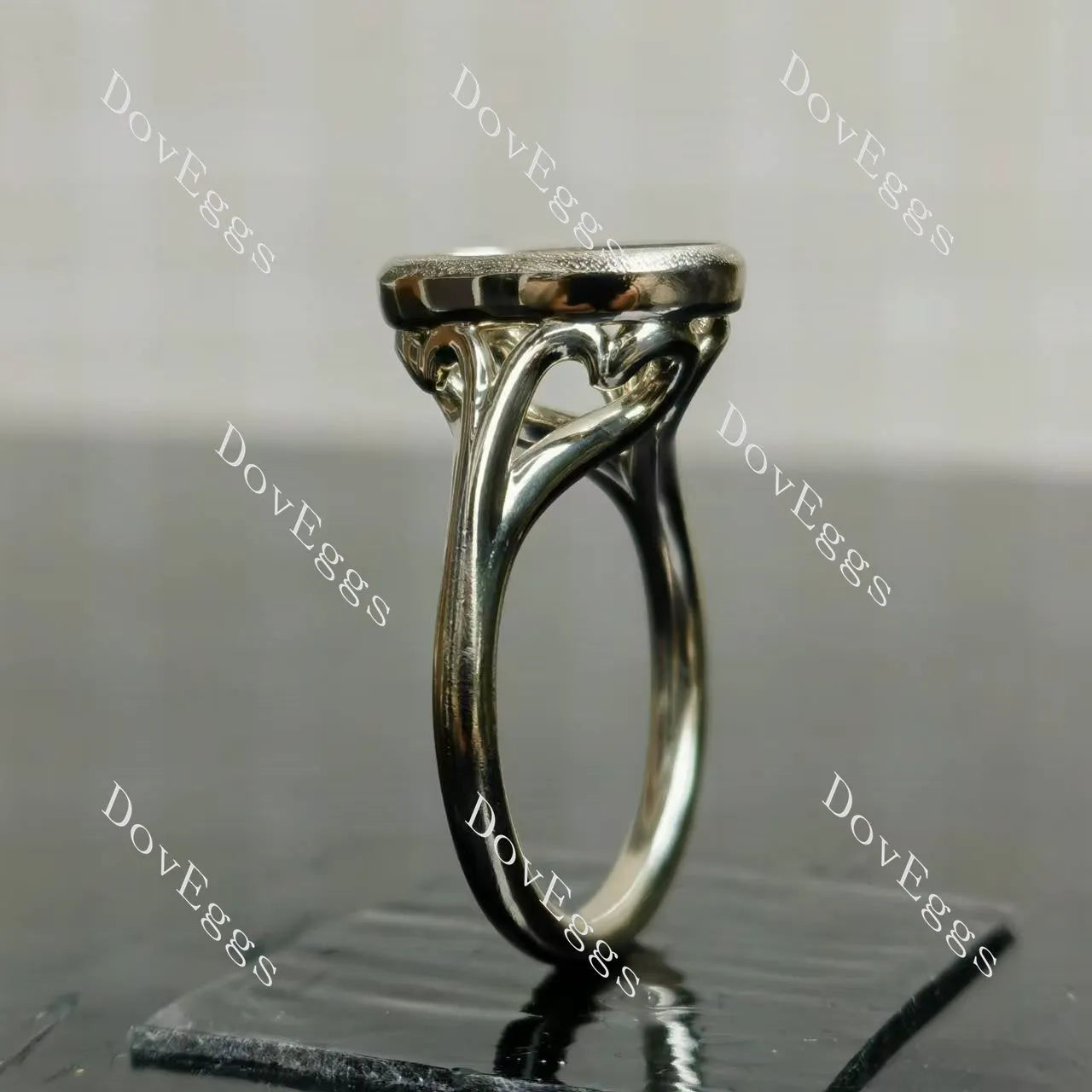 Doveggs bezel art deco solitaire engagement ring semi-mount only(Exclusively to DovEggs Stones)