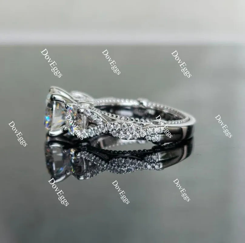 DovEggs three stones art deco engagement ring only semi-mount only(Exclusively to DovEggs Stones)