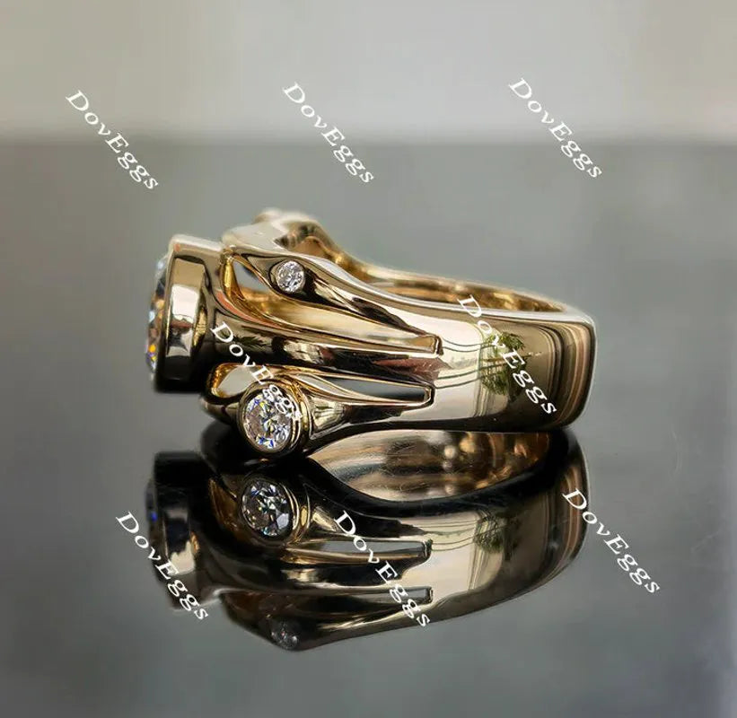 Doveggs bezel setting art deco engagement ring only semi-mount only(Exclusively to DovEggs Stones)