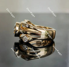 Doveggs bezel setting art deco engagement ring only semi-mount only(Exclusively to DovEggs Stones)